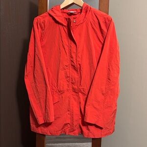 J. Jill Women’s Hooded Anorak Rain Jacket Red Clover (Coral)